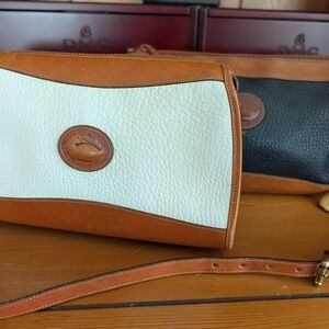 LOT OF 2: Dooney & Bourke Vintage 90's Pebble All Weather Leather Black & Ivory